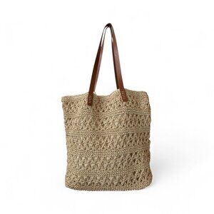 Nordstrom Packable Metallic Thread Woven Tote/ Beach Bag